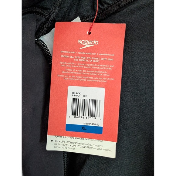 NWT Speedo Women's XL Black‎ Halter One Piece Swimsuit Pink Trim Open Back - Picture 7 of 9